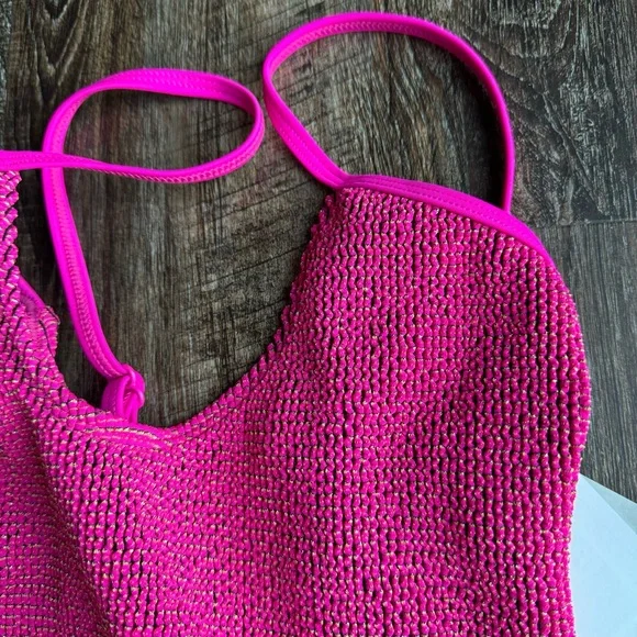 3/$30 NWT Good American Always Fits Sculpt One Piece Swimsuit Pink Size 00/0 - Picture 6 of 12